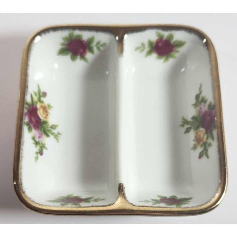 Vintage Royal Albert Old Country Roses 3 1/2" Ashtray Divided Dish Trinket Dish